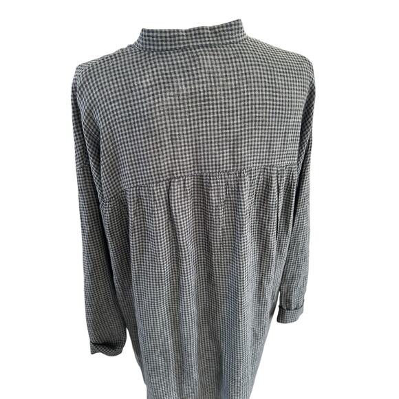 Eileen Fisher Oversized Organic Linen Maxi Puckered Shirt Dress Mandarin Gray XS - Picture 8 of 11